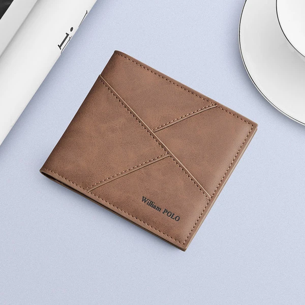 William Polo Men’s Imported Slim Geometric Bifold Leather Wallet