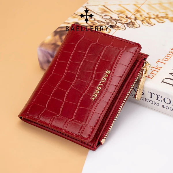 Premium Red Leather Zip-Around Long Wallet