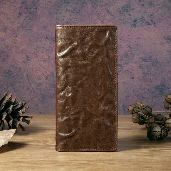 Imported Vintage Genuine Leather Long Bifold Wallet & Checkbook Holder
