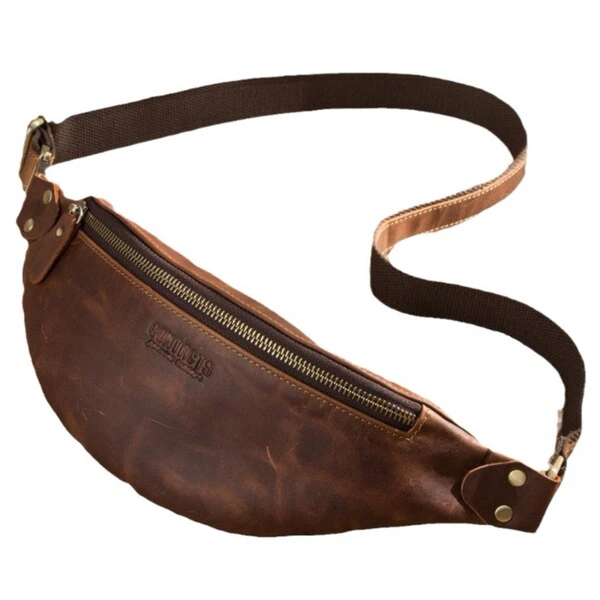 Imported Contact's Genuine Leather Men's Waist Pack & Crossbody Sling Bag