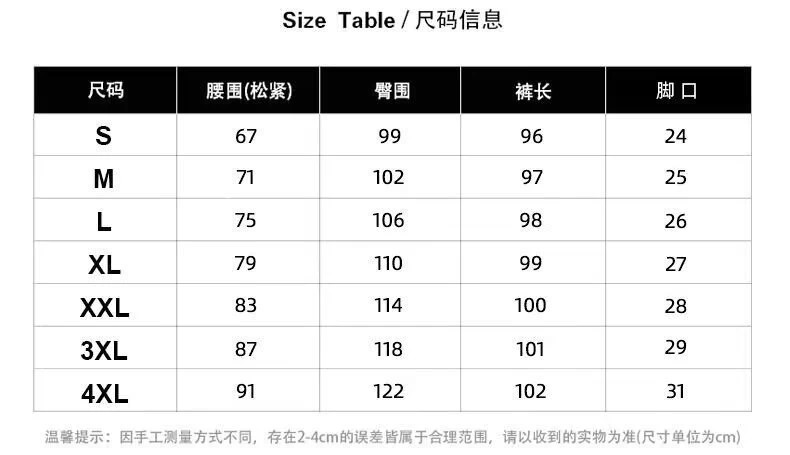 Size chart for Men’s Premium Vintage Washed Cargo Denim Jogger