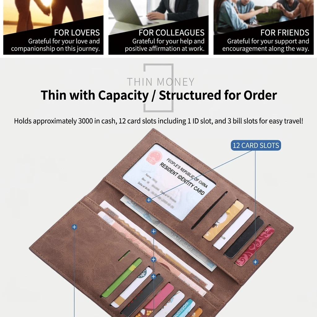 Size chart for Imported Ultra-Slim Matte Leather Long Wallet & Card Holder for Men